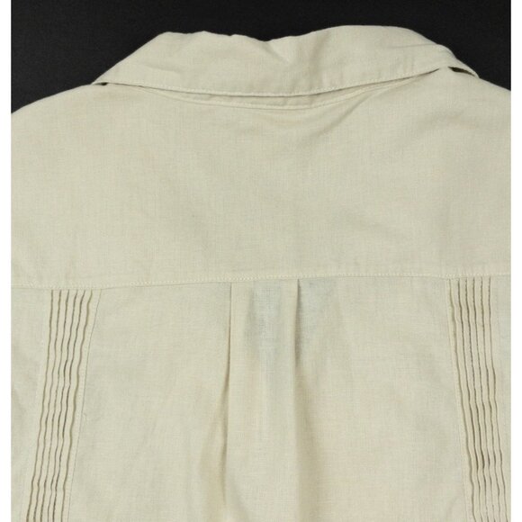 Dandy Del Mar Brisa Shirt Men's Large Linen Floral Embroidered Guayabera Camp - Picture 9 of 13